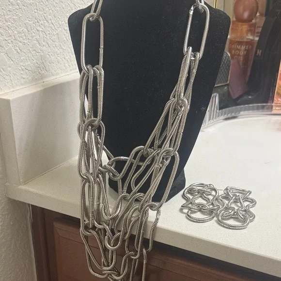 Sassy Jones Silver-Tone Link Drop Earrings - Picture 3 of 3